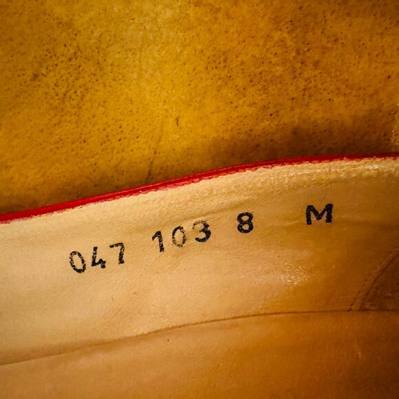 NINA Vintage Womens Red All Leather Peep Toe Heel Pumps Size 8 Made in Spain - Picture 11 of 12